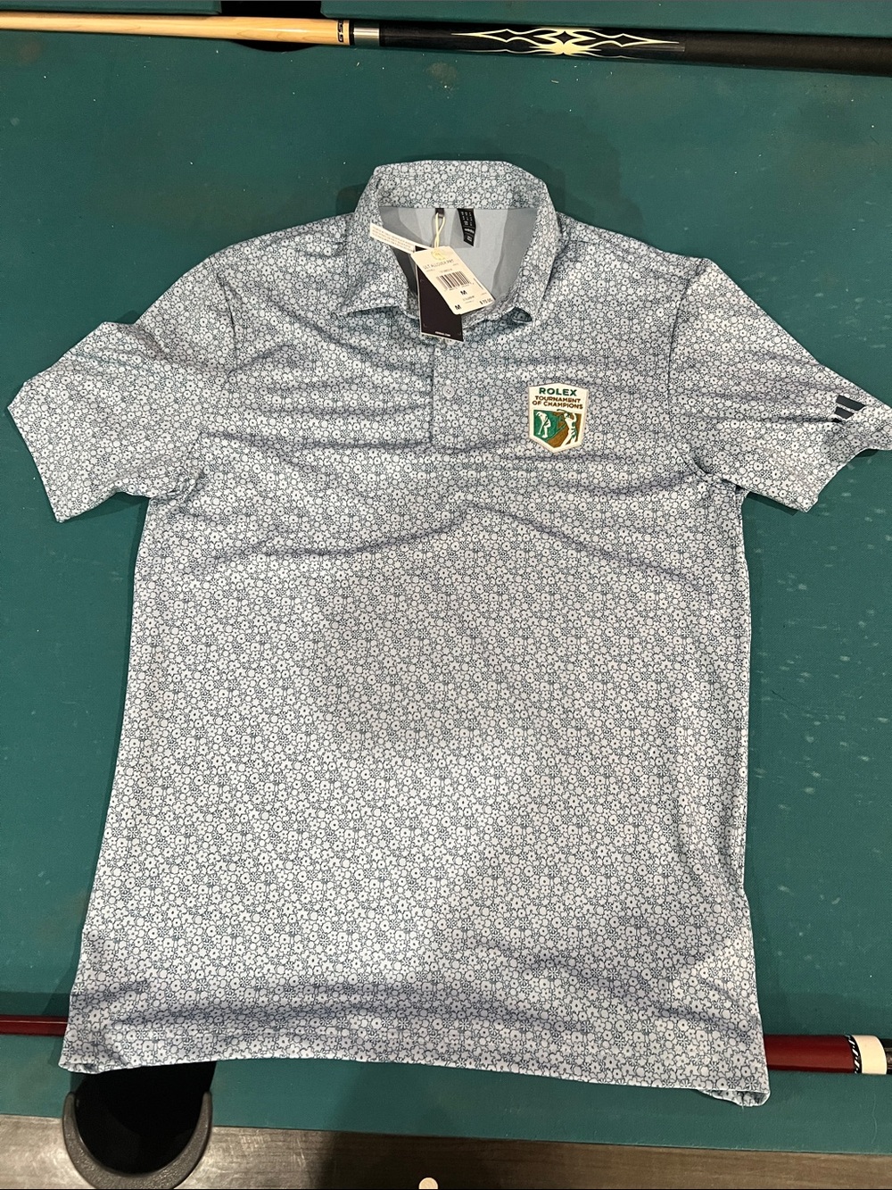 Rolex Sky Blue Micro Floral Polo with Crest Patch